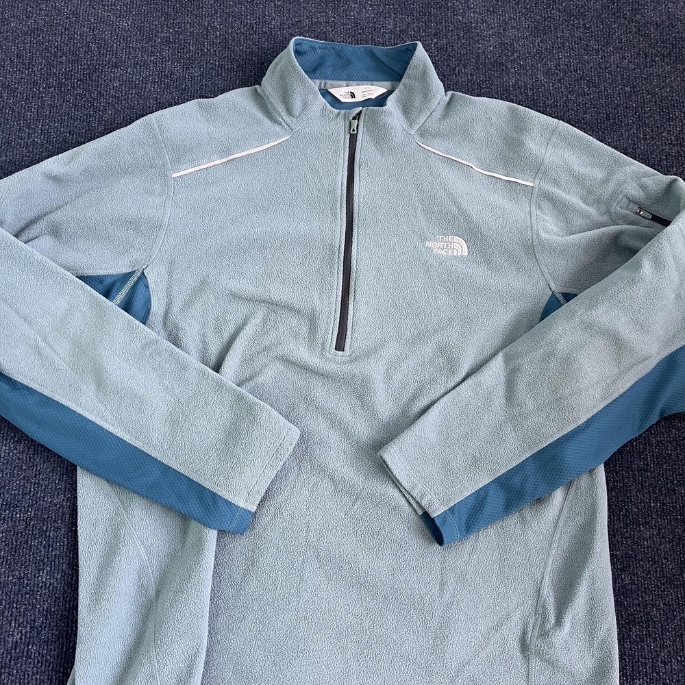 The‎ North Face Sweater Mens XL Blue Colorblock 1/4 Zip Fleece Pullover Outdoor